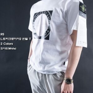 [스톤] "L.트리크로미아2 반팔 T" 모델: 177cm / 65kg " Size" 착용컷