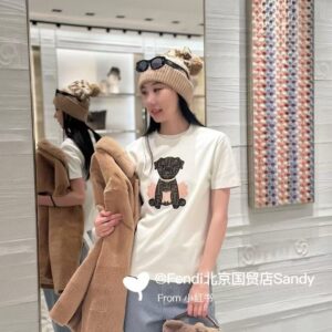 [팬디] 여성용 크루넥 Itina 패치 면티셔츠-2027 ▫ Color - 화이트 ▫