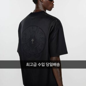 [크롬하츠] 니트넥 빈티지 워싱 면실크 반팔 블랙 (100-105) (110)