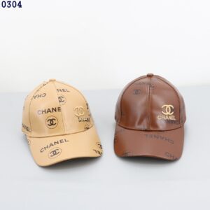 [샤넬] 가죽 로* 볼캡 모자