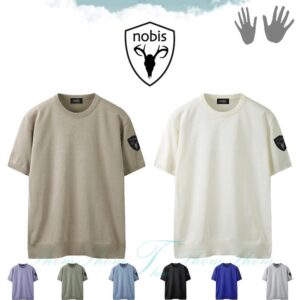 [노비스] 린넨 라운드 반팔 니트 베이지 아이보리 퍼플 카키 스카이 블랙 블루 그레이 린넨 + 면