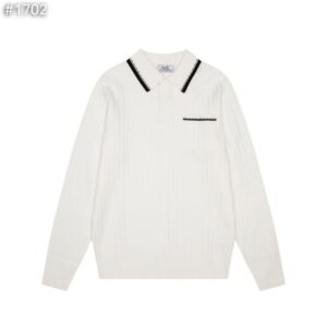 [에르메스] 카라 배색 골지 니트 color : 화이트