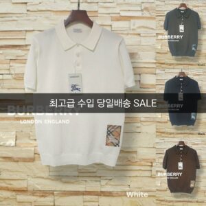 [버버리] 사각체크 카라티 Knitwear Black M L XL 2XL White M L XL 2XL Khaki M L 2XL Brown M