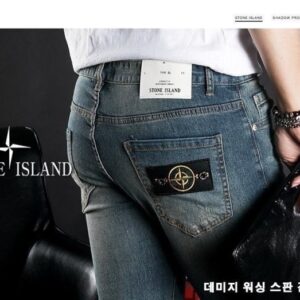 [스톤] "데미지 워싱 스판 진(Jeans)" 사이즈도 30(M)부터 38(3XL)까지 폭넓게 준비하였습니다. 모델: 183cm/ 78kg XL(34) 착용컷 *레귤러 핏 입니다. -허리는 반인치정도 여유 있습니다