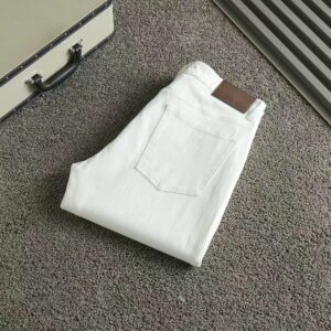 [로로피아나] 브라운패치 스판팬츠 Color 화이트진 Size 30. 32. 34. 36