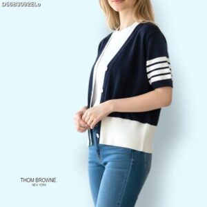 [톰브라운] 배색 반팔 가디건 WHITE NAVY GREY SKYG 총장