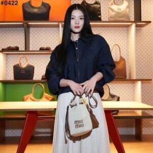 [미우미우] 로* 캔버스 가죽 버킷백