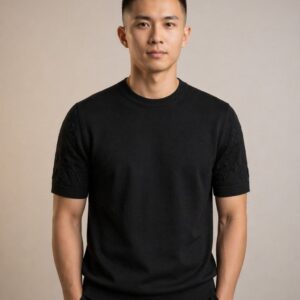 [루이비통] 모노그램 쇼트 슬리브드 코튼 크루넥 color: 블랙