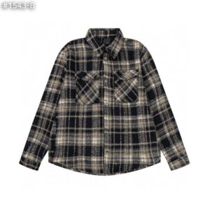[크롬하츠] 레더 크로스 플란넬 체크 셔츠 color: 블랙 , 레드