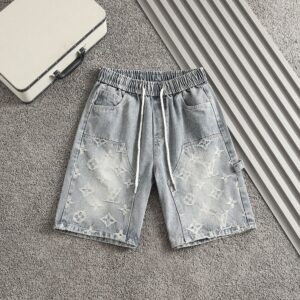 [루이비통] 모노그램 자수로* 워싱데님 하프팬츠 Color 연청 Size 30. 32. 34