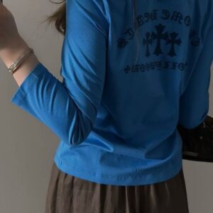 [크롬하츠] 세메터리 크로스 벨벳 롱슬리브 - 수입 Color 로얄블루 Size FREE 미세오차 +,-1~3cm 가슴둘레,어깨,기장, , 43.5 , 66.5 , 60cm