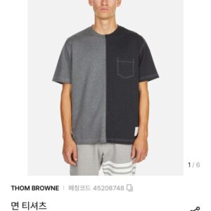[톰브라운] 그레이 펀믹스 실크라운드 티셔츠
