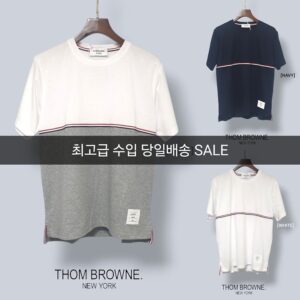 [톰브라운] 코튼 미드웨이트 스트라이프 반팔 D/NAVY 1 2 3 4 WHITE 1 2 3 4 W/GREY 1 2 3 4