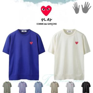[꼼데] 린넨 라운드 반팔 니트 블루 아이보리 카키 퍼플 스카이 베이지 그레이 블랙 린넨 + 면