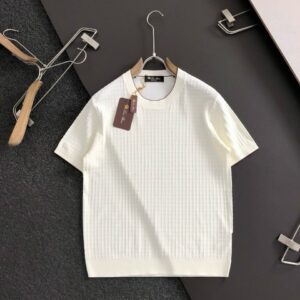 [로로피아나] 엠보스퀘어 크루넥 니트라운드 Color 크림화이트.블랙 Size 95. 100