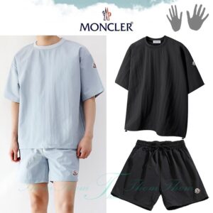 [몽클] 오버핏 아노락 반팔 세트 진그레이 스카이 연베이지 블랙 차콜 연그레이 폴리에스터 + 레이온