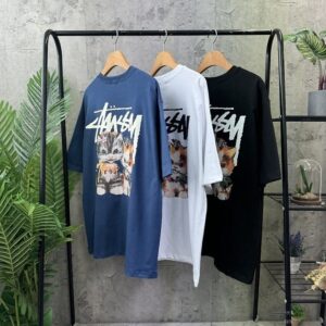 [스투시] STU 캣츠 하프 SIZE 프리 오버사이즈 105~110 COLOR 블랙 화이트 블루