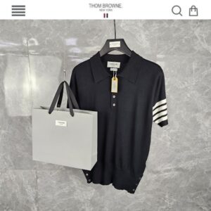 [톰브라운] TB 사선완장 카라 반팔니트