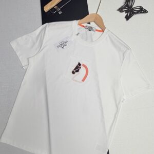 [에르메스] 트렌디한 레트로 반팔 티셔츠 ㆍ컬러 ㅡ화이트/블랙 ㆍ사이즈 ㅡ 95 100 105 110