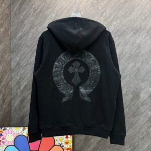 [크롬하츠] 홀스슈 레더 패치 집업 후드 자켓 color : 블랙
