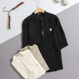[쿠치넬리] 린넨 반팔 헨리넥 셔츠 ㆍcolor ㅡ 화이트, 베이지, 블랙 ㆍsize ㅡ 95. 100. 105. 110
