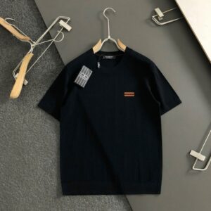 [제냐] 숄더스티치 스트라이프 클래식 반팔 니트라운드티 Color 블랙.크림화이트 Size 95. 100. 105. 110