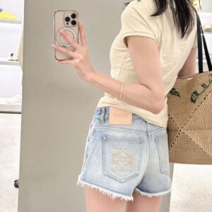 [로에베] LOE 33002 아나그램 자수 로* 데님 쇼츠