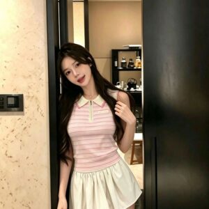 [미우미우] MIU 33022 스트라이프 지퍼 니트 베스트