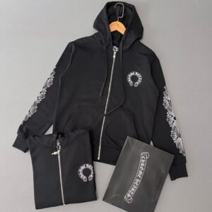 [크롬하츠] 홀스슈 플로랄 후드 집업 - 수입 Color 블랙 Size M , L , XL 미세오차 +,-1~3cm 가슴둘레,어깨,기장,소매