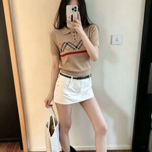 [버버리] BBR 33072 아가일 체크 카라 니트 반팔