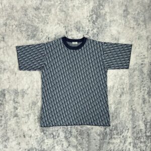 [디올] 콘트라스트 오블리크 캐주얼 니트 반팔티셔츠 - 수입 Color 블루 Size FREE 미세오차 -,+1~3cm 기장,가슴둘레,어깨, , 120 , 52 , 25.5cm