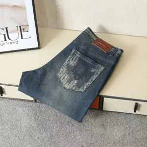 [디올] 패턴 레터링 패치로* 스판 데님진 Color 중청 Size 30. 32. 34. 36. 38