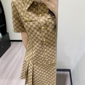 [구찌] GC 33034 GG 캔버스 플리츠 원피스