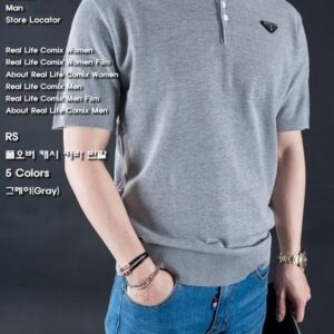 [프라다] "풀오버 캐시 카라 반팔" 모델: 177cm / 65kg L(95-100) 착용