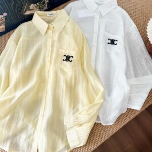 [셀린느] 트리옹프 린넨 셔츠 - 수입 Color 옐로우 , 화이트 Size M , L 미세오차 +,-1~3cm 가슴둘레,어깨,기장
