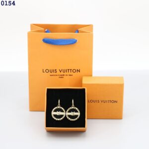 [루이비통] 라운드 LV 블랙 골드 이어링