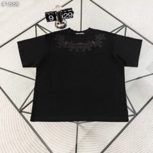 [크롬하츠] 넥 포인트 아플리케 워싱 티셔츠 color: 블랙