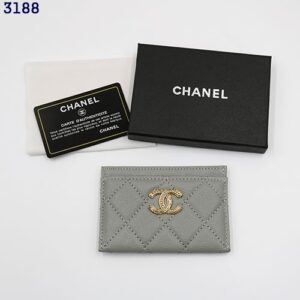[샤넬] 캐비어 골드 메탈 카드지갑 (그레이) - 3color : 블랙, 베이지, 그레이