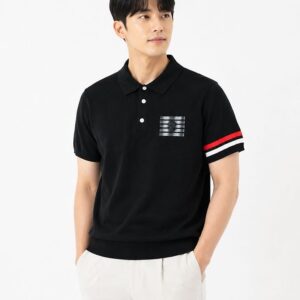 [어메이징크리] 남성 고스트 아코디오 메쉬 카라 반팔 니트 컬러 : 블랙, 화이트