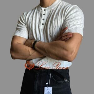 [로로피아나] 로로 케이블 헨리넥 반팔