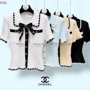 [샤넬] 리본 브롯 반팔 BLACK WHITE MINT BEIGE 총장