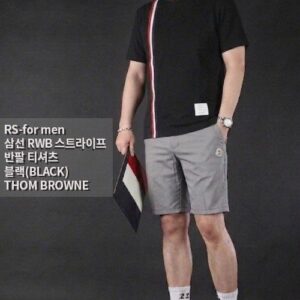 [톰브라운] " 삼선 RWB 스트라이프 반팔 티셔츠 " 색상 블랙 / 화이트 사이즈 1번(100~105) 가슴둘레 2번(110~115) 가슴둘레